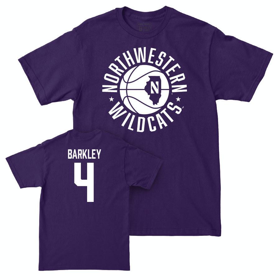 Northwestern Men's Basketball Purple Hardwood Tee - Blake Barkley | #4 Youth Small