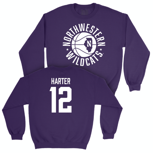 Northwestern Women's Basketball Purple Hardwood Crew - Casey Harter | #12 Youth Small