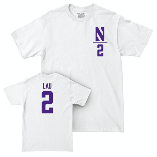 Northwestern Women's Basketball White Logo Comfort Colors Tee - Caroline Lau | #2 Youth Small