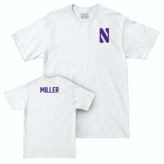 Northwestern Men's Tennis White Logo Comfort Colors Tee - Chad Miller Youth Small