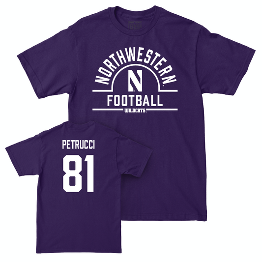 Northwestern Football Purple Arch Tee - Christopher Petrucci | #81 Youth Small