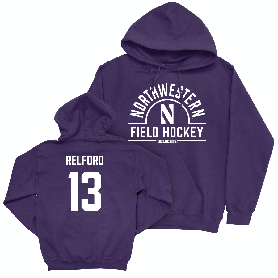 Northwestern Women's Field Hockey Purple Arch Hoodie - Chloe Relford | #13 Youth Small