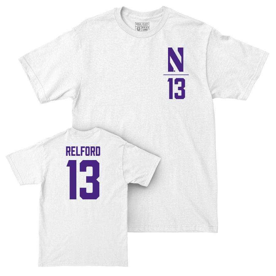 Northwestern Women's Field Hockey White Logo Comfort Colors Tee - Chloe Relford | #13 Youth Small