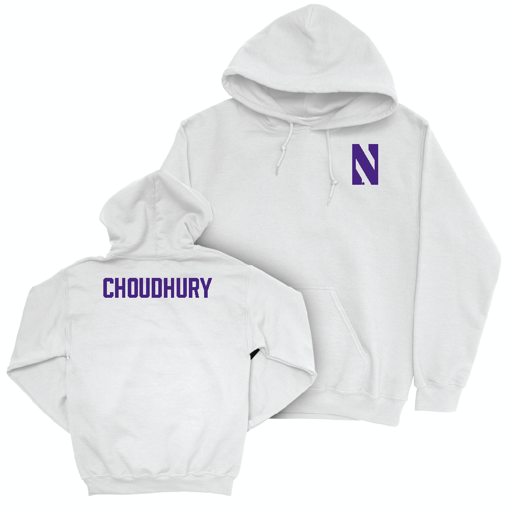 Northwestern Men's Cross Country White Logo Hoodie - Deepti Choudhury Youth Small