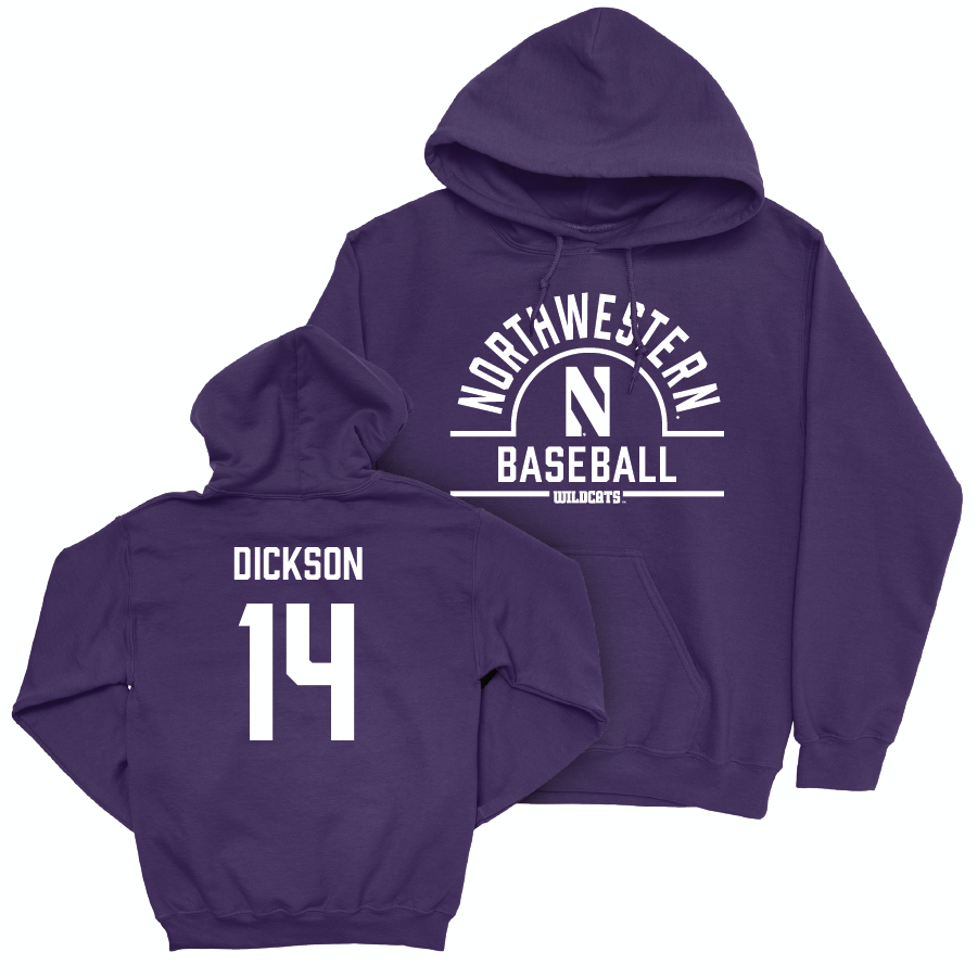 Northwestern Baseball Purple Arch Hoodie - Drew Dickson | #14 Youth Small