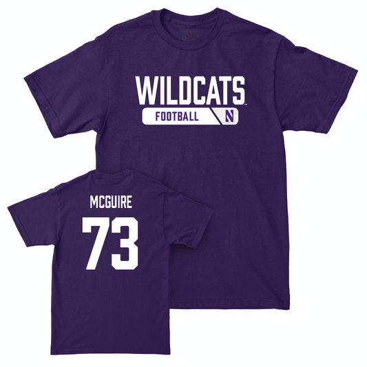 Northwestern Football Purple Staple Tee - Daniel McGuire | #73 Youth Small