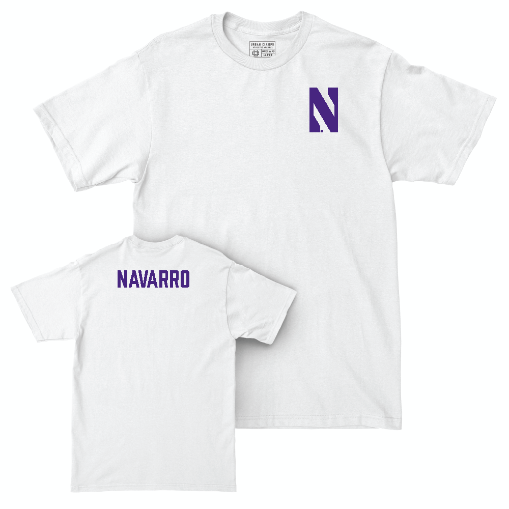 Northwestern Wrestling White Logo Comfort Colors Tee - Dedrick Navarro Youth Small