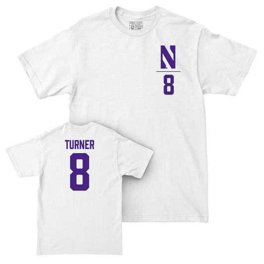 Northwestern Football White Logo Comfort Colors Tee - Devin Turner | #8 Youth Small