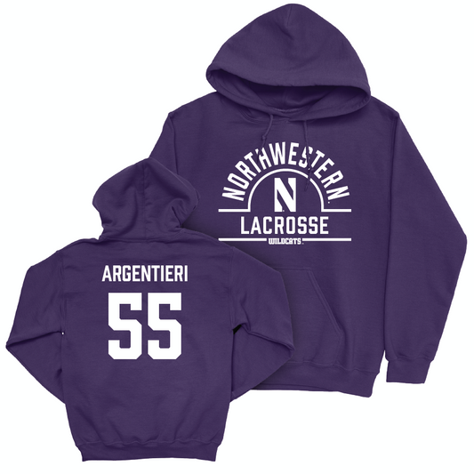 Northwestern Women's Lacrosse Purple Arch Hoodie - Francesca Argentieri | #55 Youth Small