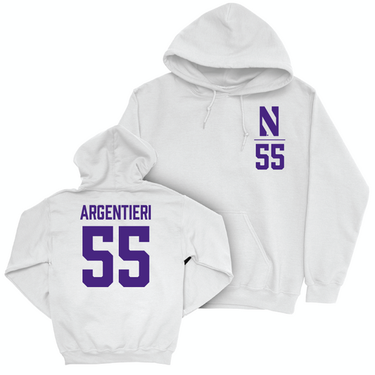 Northwestern Women's Lacrosse White Logo Hoodie - Francesca Argentieri | #55 Youth Small
