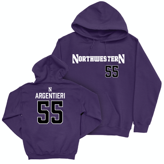 Northwestern Women's Lacrosse Purple Sideline Hoodie - Francesca Argentieri | #55 Youth Small