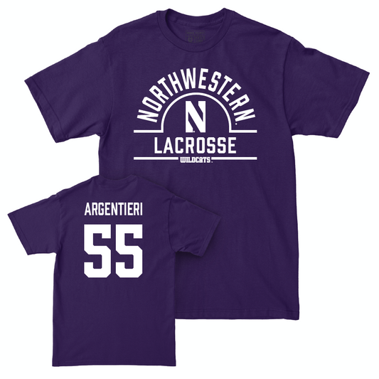Northwestern Women's Lacrosse Purple Arch Tee - Francesca Argentieri | #55 Youth Small