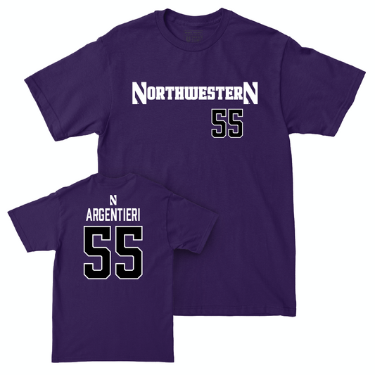 Northwestern Women's Lacrosse Purple Sideline Tee - Francesca Argentieri | #55 Youth Small