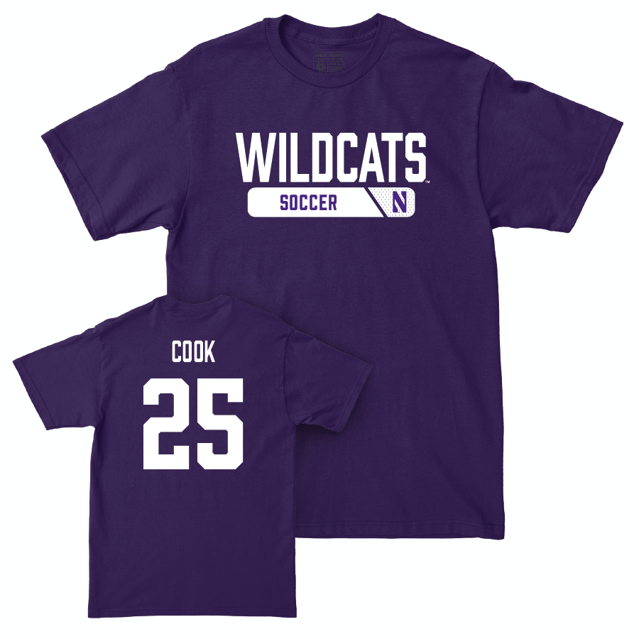 Northwestern Men's Soccer Purple Staple Tee - Gregory Cook | #25 Youth Small