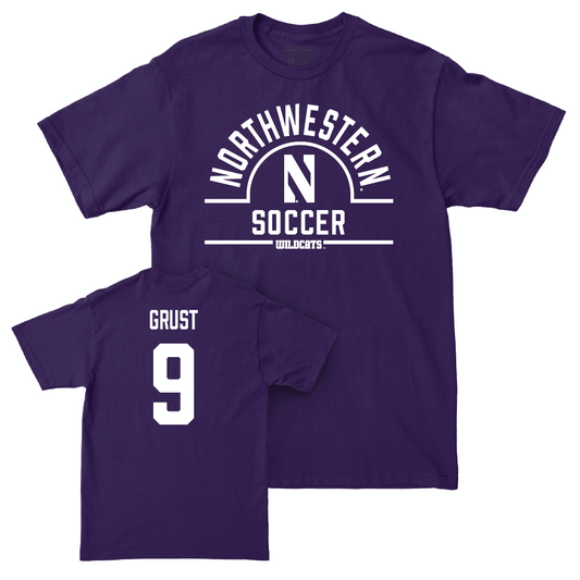 Northwestern Women's Soccer Purple Arch Tee - Gabriella Grust | #9 Youth Small