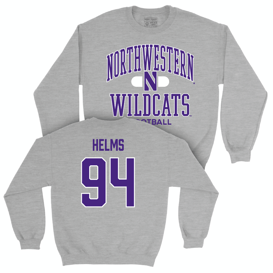 Northwestern Football Sport Grey Classic Crew - Henry Helms | #94 Youth Small