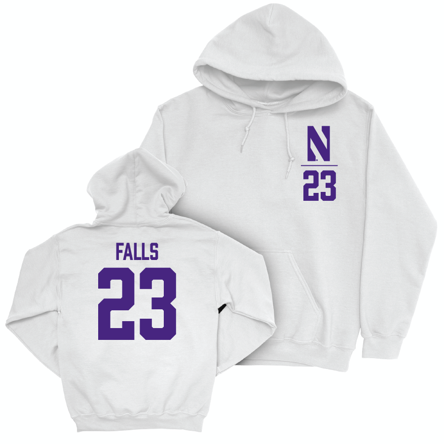 Northwestern Women's Soccer White Logo Hoodie - Ingrid Falls | #23 Youth Small