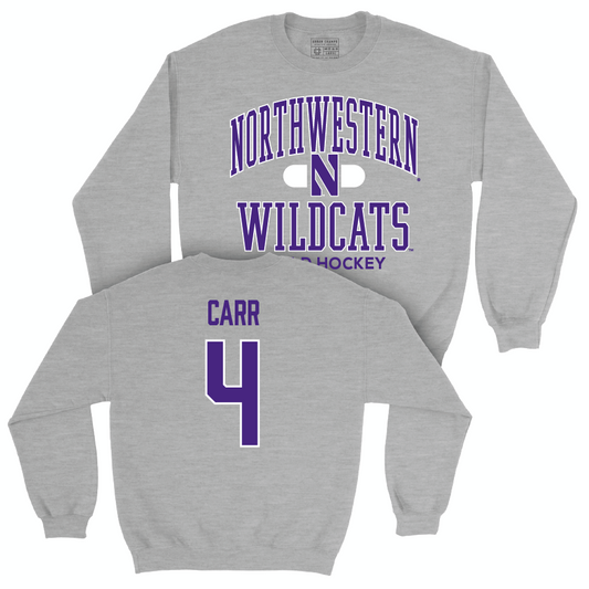 Northwestern Women's Field Hockey Sport Grey Classic Crew - Jordan Carr | #4 Youth Small