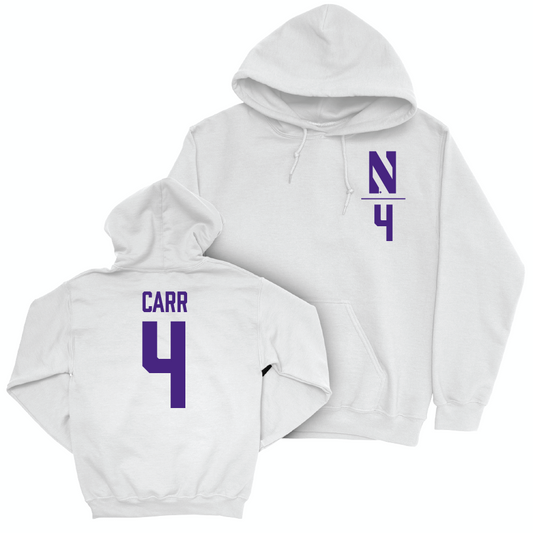 Northwestern Women's Field Hockey White Logo Hoodie - Jordan Carr | #4 Youth Small
