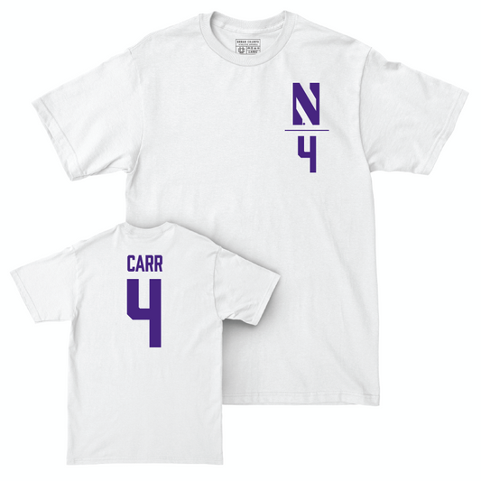 Northwestern Women's Field Hockey White Logo Comfort Colors Tee - Jordan Carr | #4 Youth Small