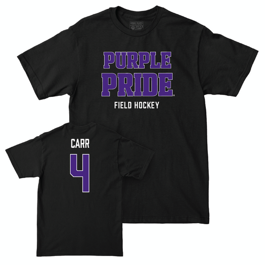 Northwestern Women's Field Hockey Black Purple Pride Tee - Jordan Carr | #4 Youth Small