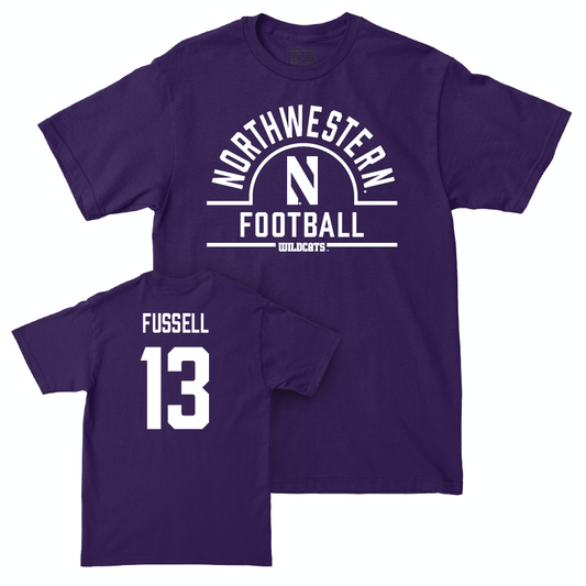 Northwestern Football Purple Arch Tee - Joshua Fussell | #13 Youth Small