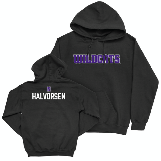 Northwestern Wrestling Black Club Hoodie - Jon Halvorsen Youth Small