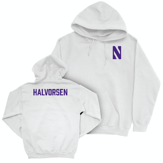 Northwestern Wrestling White Logo Hoodie - Jon Halvorsen Youth Small