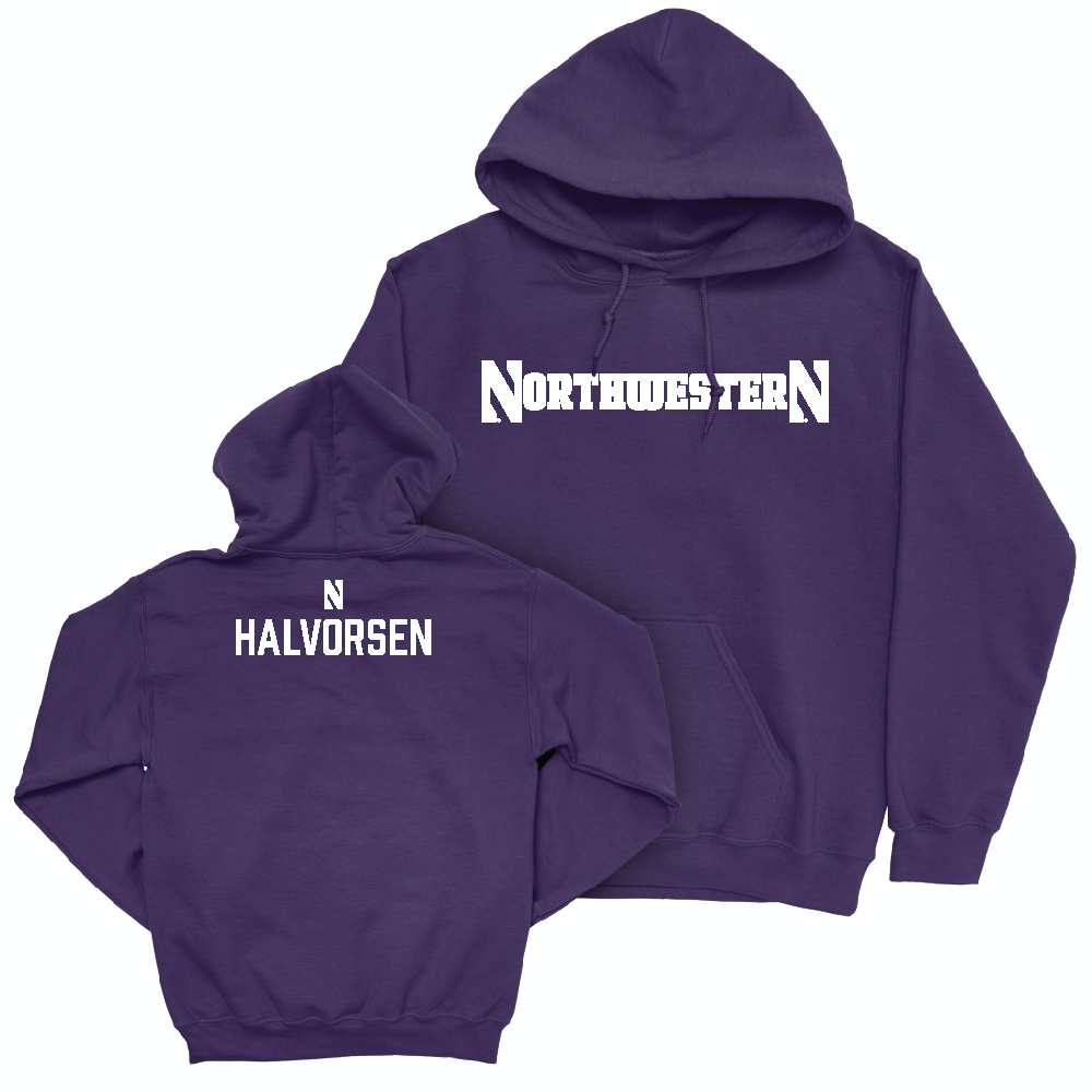 Northwestern Wrestling Purple Sideline Hoodie - Jon Halvorsen Youth Small