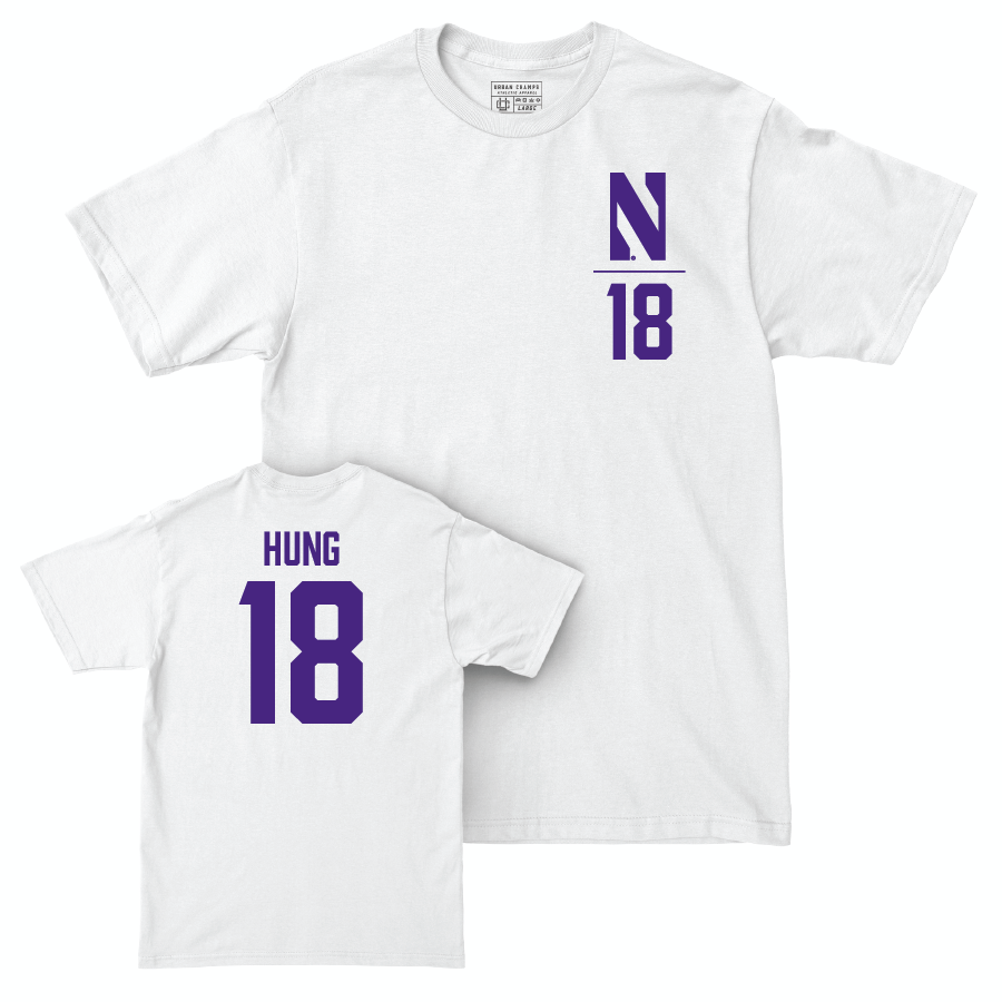 Northwestern Women's Fencing White Logo Comfort Colors Tee - Juliana Hung | #18 Youth Small