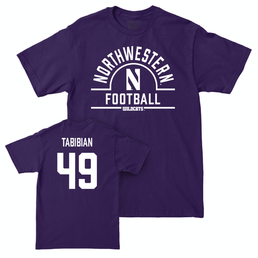 Northwestern Football Purple Arch Tee - Jacob Tabibian | #49 Youth Small