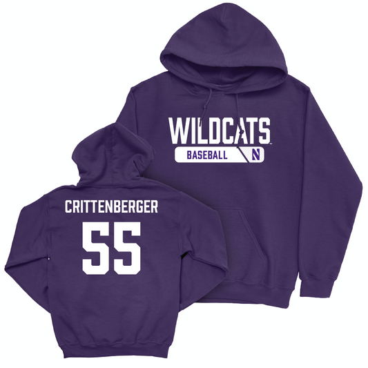 Northwestern Baseball Purple Staple Hoodie - Kelly Crittenberger | #55 Youth Small