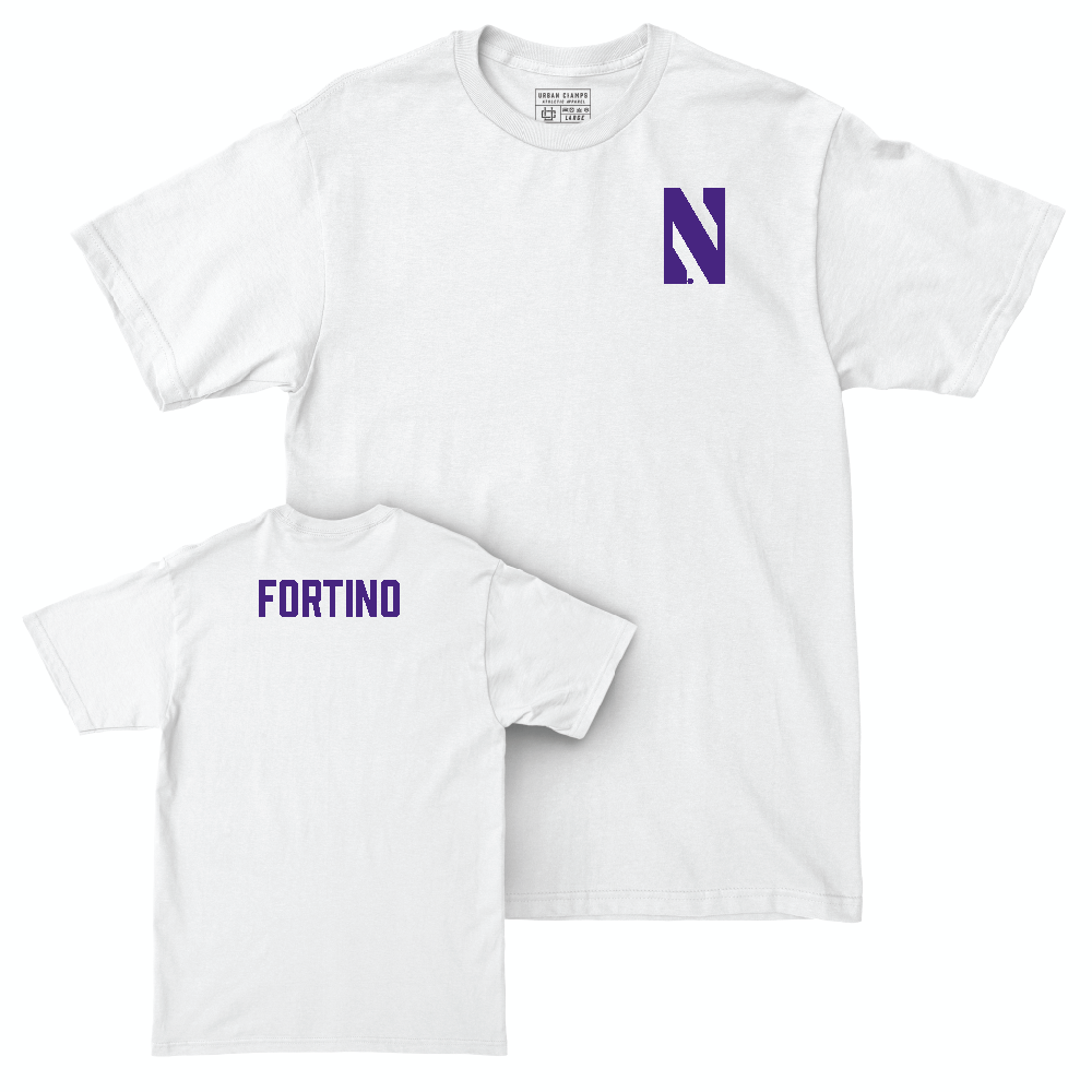 Northwestern Women's Cross Country White Logo Comfort Colors Tee - Kayla Fortino Youth Small