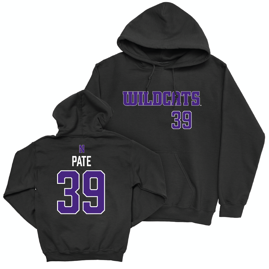 Northwestern Baseball Black Club Hoodie - Kellen Pate | #39 Youth Small