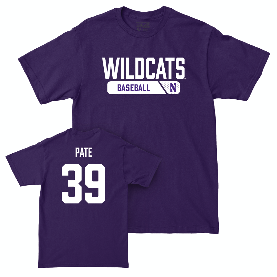 Northwestern Baseball Purple Staple Tee - Kellen Pate | #39 Youth Small