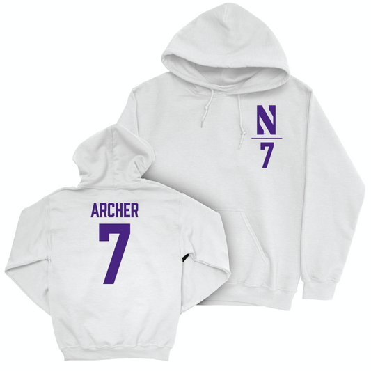 Northwestern Women's Lacrosse White Logo Hoodie - Lauren Archer | #7 Youth Small