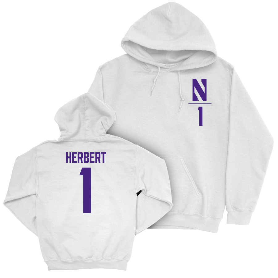 Northwestern Women's Field Hockey White Logo Hoodie - Lane Herbert | #1 Youth Small