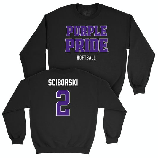 Northwestern Softball Black Purple Pride Crew - Lauren Sciborski | #2 Youth Small