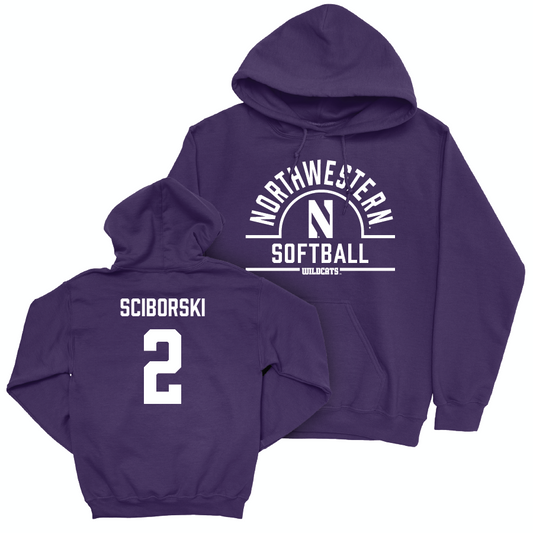 Northwestern Softball Purple Arch Hoodie - Lauren Sciborski | #2 Youth Small