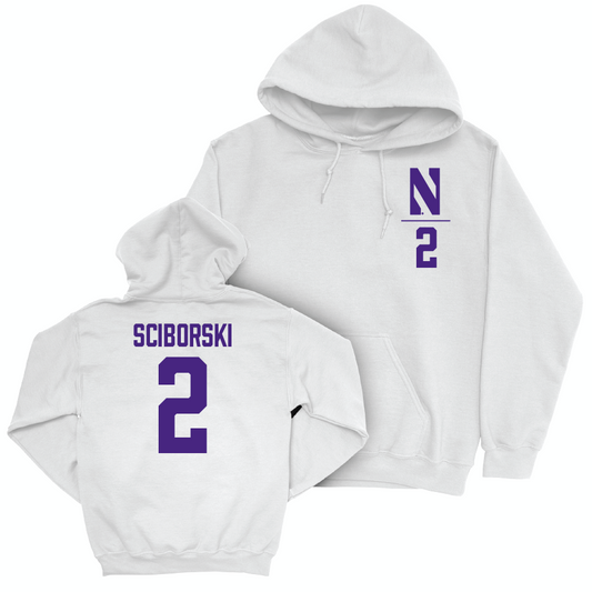 Northwestern Softball White Logo Hoodie - Lauren Sciborski | #2 Youth Small