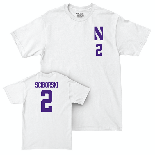 Northwestern Softball White Logo Comfort Colors Tee - Lauren Sciborski | #2 Youth Small