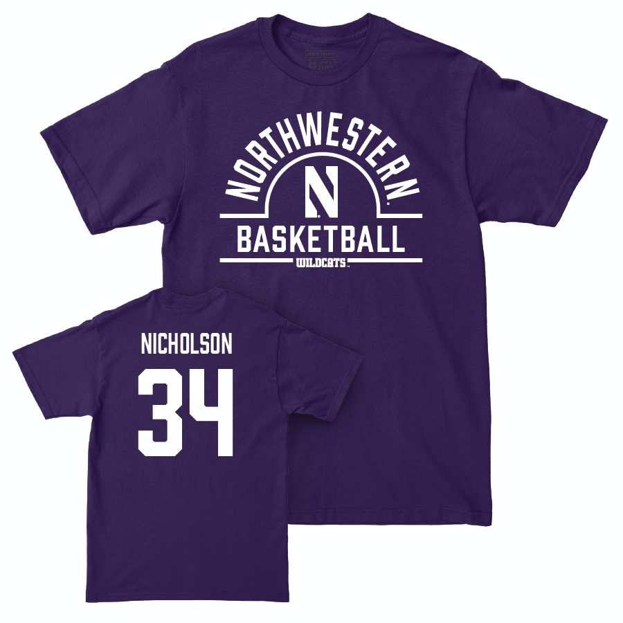 Northwestern Men's Basketball Purple Arch Tee - Matthew Nicholson | #34 Youth Small