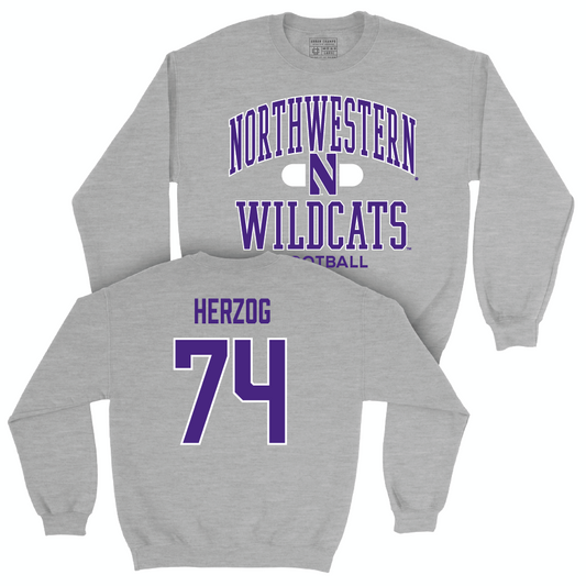 Northwestern Football Sport Grey Classic Crew - Nicholas Herzog | #74 Youth Small