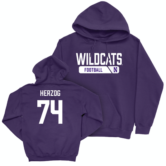 Northwestern Football Purple Staple Hoodie - Nicholas Herzog | #74 Youth Small