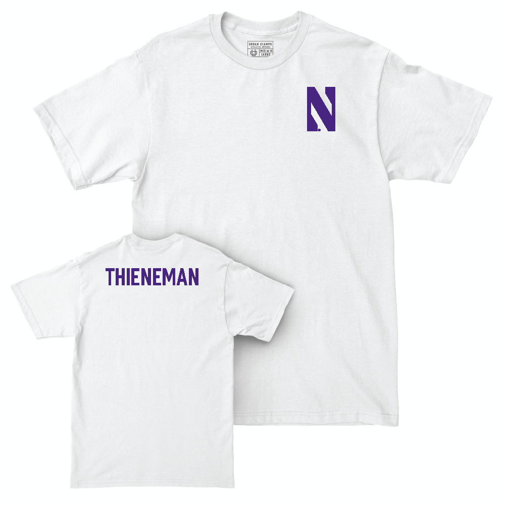 Northwestern Men's Tennis White Logo Comfort Colors Tee - Presley Thieneman Youth Small