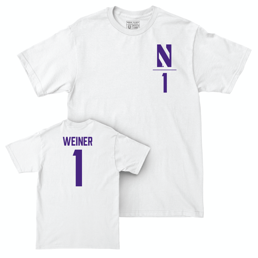 Northwestern Women's Lacrosse White Logo Comfort Colors Tee - Rachel Weiner | #1 Youth Small