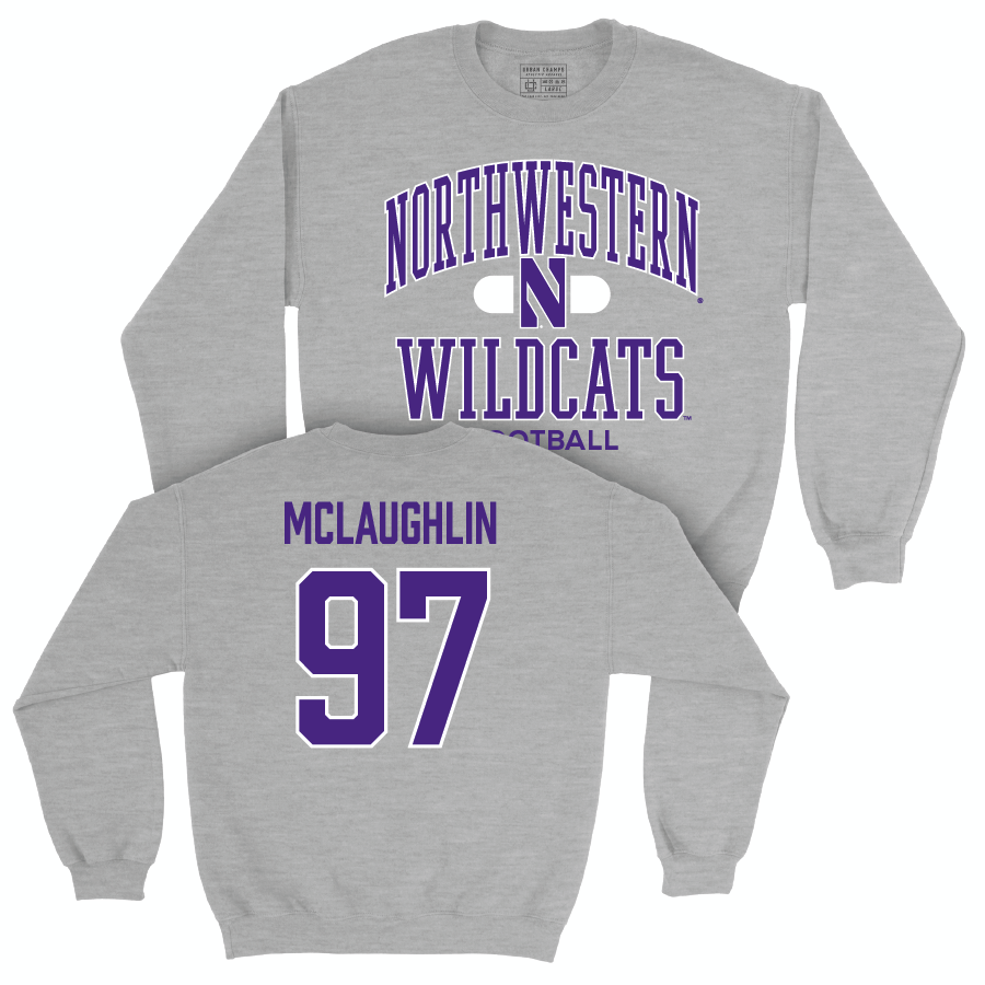 Northwestern Football Sport Grey Classic Crew - Sean McLaughlin | #97 Youth Small