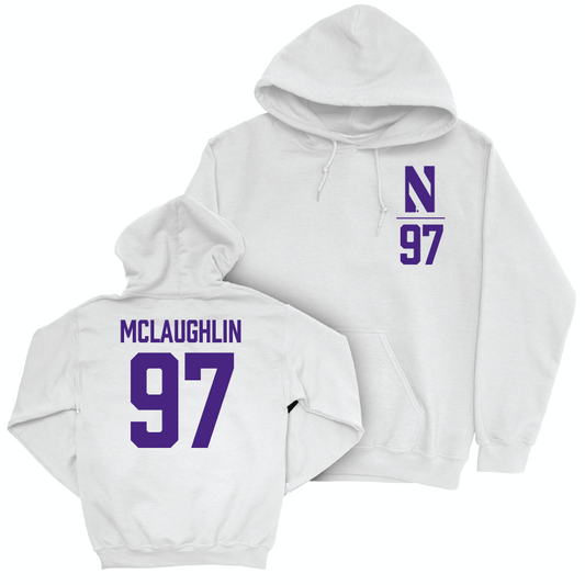 Northwestern Football White Logo Hoodie - Sean McLaughlin | #97 Youth Small