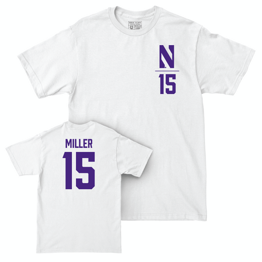 Northwestern Women's Fencing White Logo Comfort Colors Tee - Sky Miller | #15 Youth Small