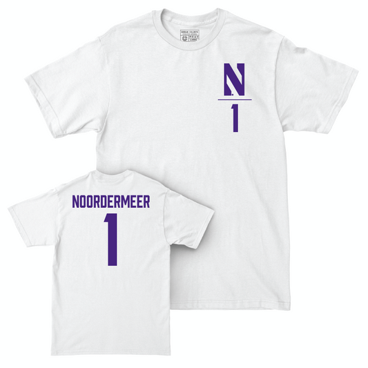 Northwestern Women's Volleyball White Logo Comfort Colors Tee - Sienna Noordermeer | #1 Youth Small